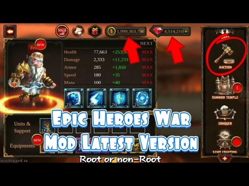 Những tính năng nổi bật của phiên bản Hack Epic Heroes War
