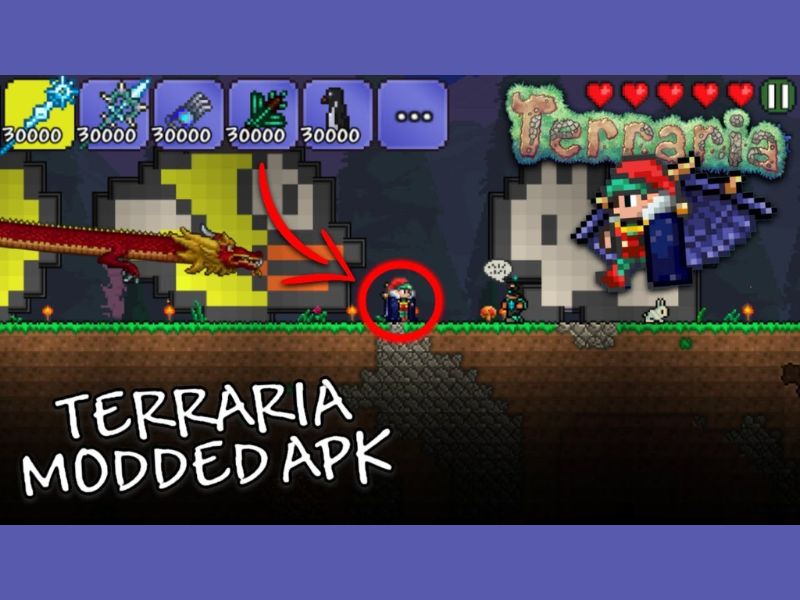 Game Terraria Apk có hơn 400 vật phẩm trang bị
