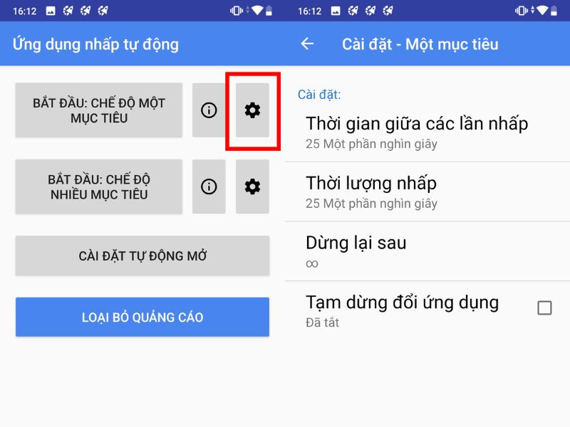 Auto Click Apk cho phép bạn cài đặt thời gian nhấp chính xác