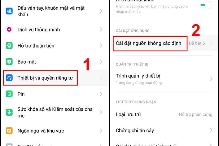 Bật Cho Phép Cài Đặt Ứng Dụng Không Rõ Nguồn Gốc