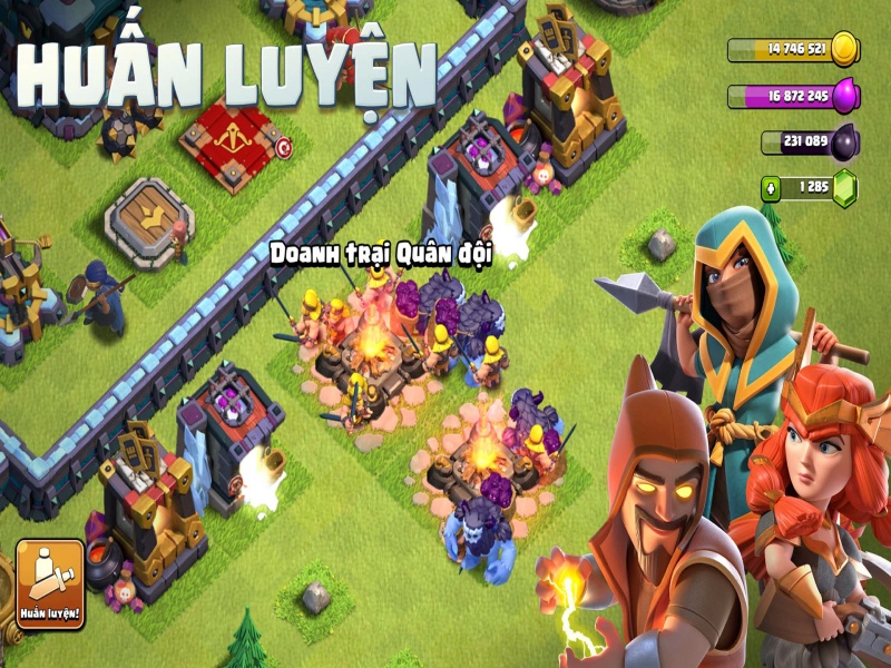 Hệ thống Tướng, Binh lính và Thần chú trong Clash Of Clans Apk
