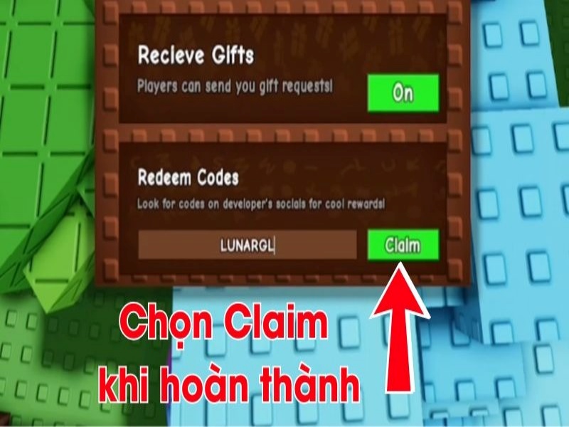 Nhấn vào nút Claim để hệ thống xác thực và gửi quà tặng