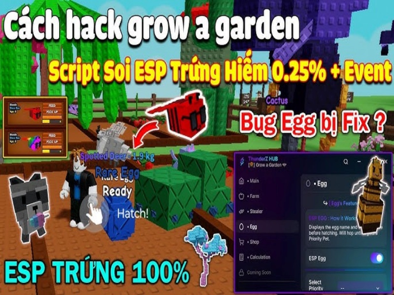 Cơ chế mở trứng và mua sắm thông minh trong Hack Grow A Garden