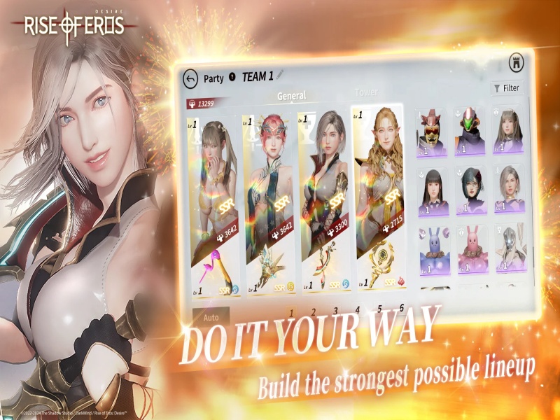 Dàn nhân vật Eros cuốn hút với bộ kỹ năng độc đáo trong Phiên Bản Rise Of Eros Apk