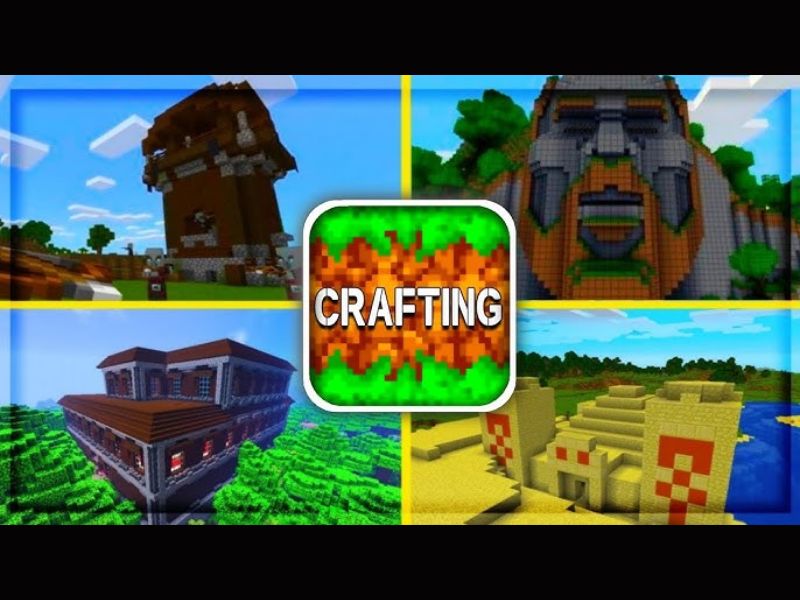 Gameplay xây dựng các công trình khác nhau trong Crafting And Building APK