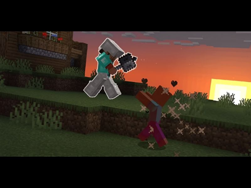 Sử dụng vũ khí Mace vào tấn công kẻ thù trong Minecraft 1.21.30 APK