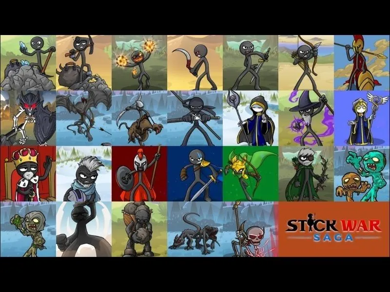 Hệ thống nhân vật phong phú trong Stick War: Saga Hack