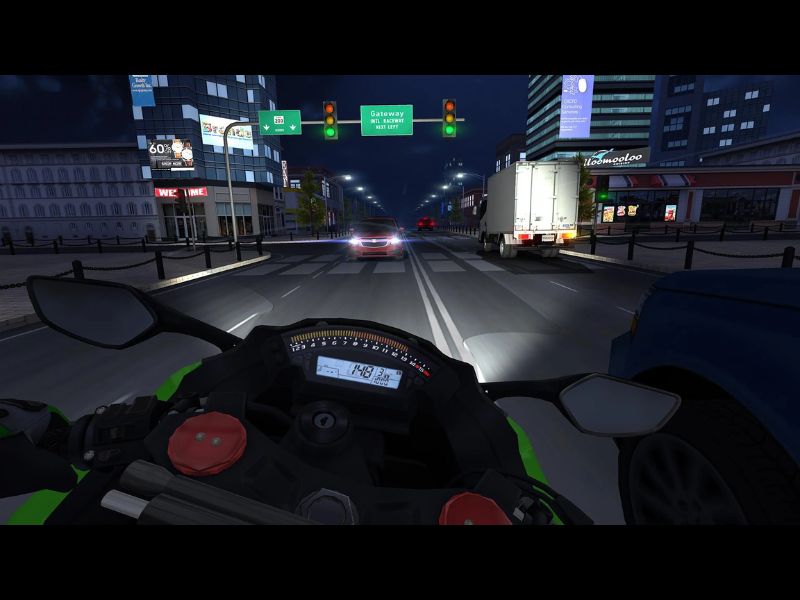 Mô phỏng thời tiết và thời gian chân thật trong Traffic Rider Mod APK