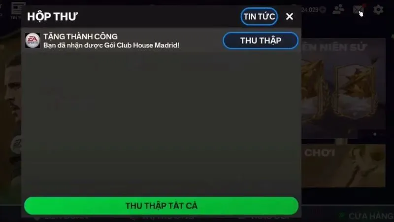 Kiểm tra hộp thư và nhận quà thưởng