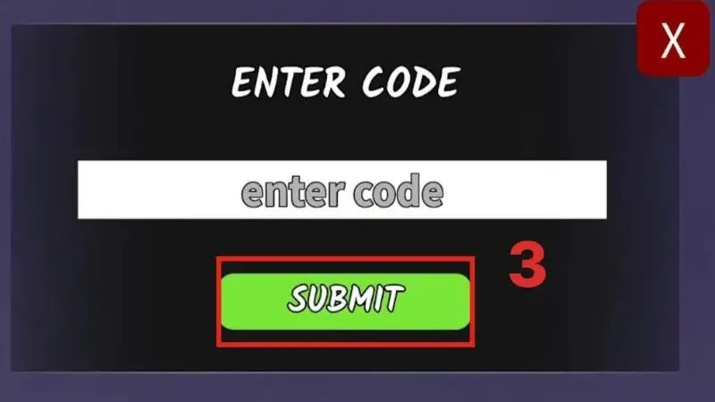 Nhập code vào ô và bấm Submit
