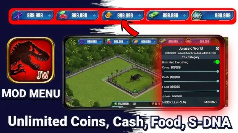 Tính Năng Nổi Bật Có Trong Hack Jurassic World