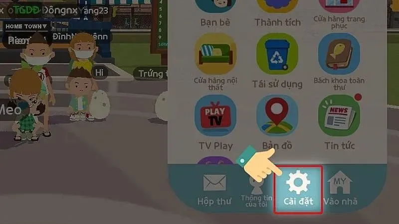 Chọn mục Cài đặt 