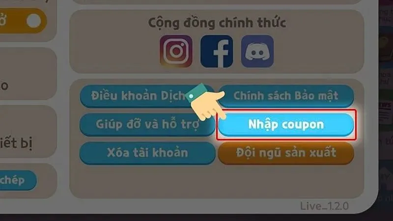 Chọn mục Coupon