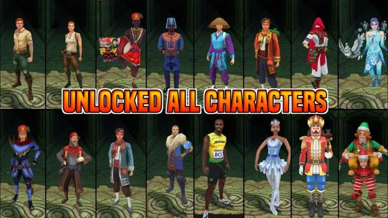 Nhiều nhân vật độc đáo và phong phú trong Hack Temple Run 2