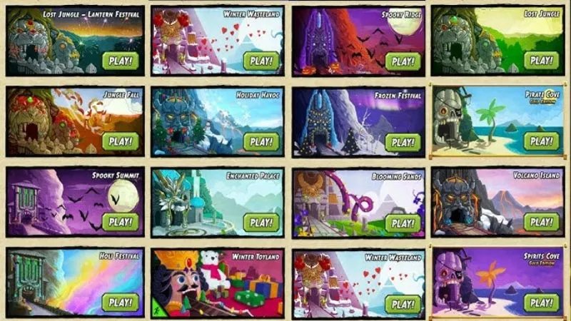 Khám phá nhiều bản đồ đa dạng trong Hack Temple Run 2