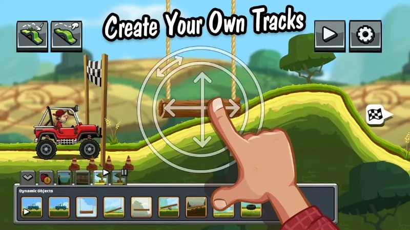Chỉnh đường đua theo sở thích trong Hack Hill Climb Racing 2