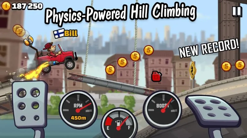 Đua xe vượt địa hình đầy thử thách trong Hack Hill Climb Racing 2