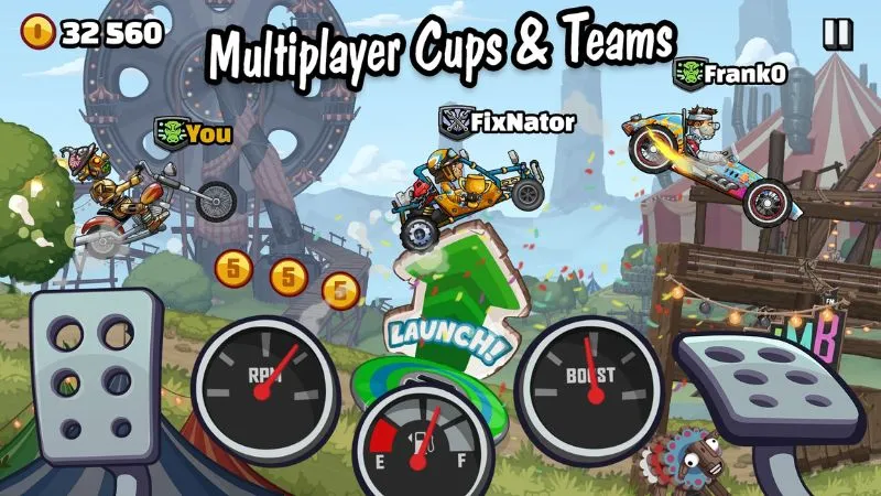 Chế độ multiplayer cạnh tranh trong Hack Hill Climb Racing 2