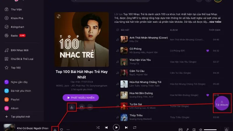 Kho nhạc và MV phong phú trong Zing Mp3 Mod 
