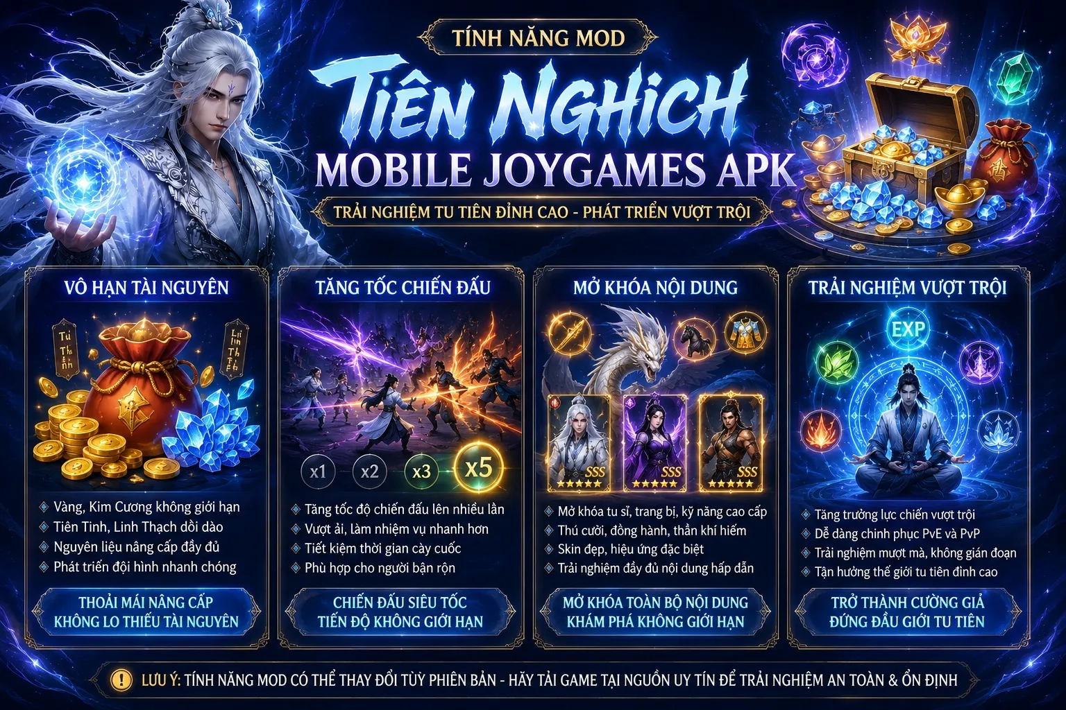 Tính Năng Mod Có Trong Tiên Nghịch Mobile Joygames Apk