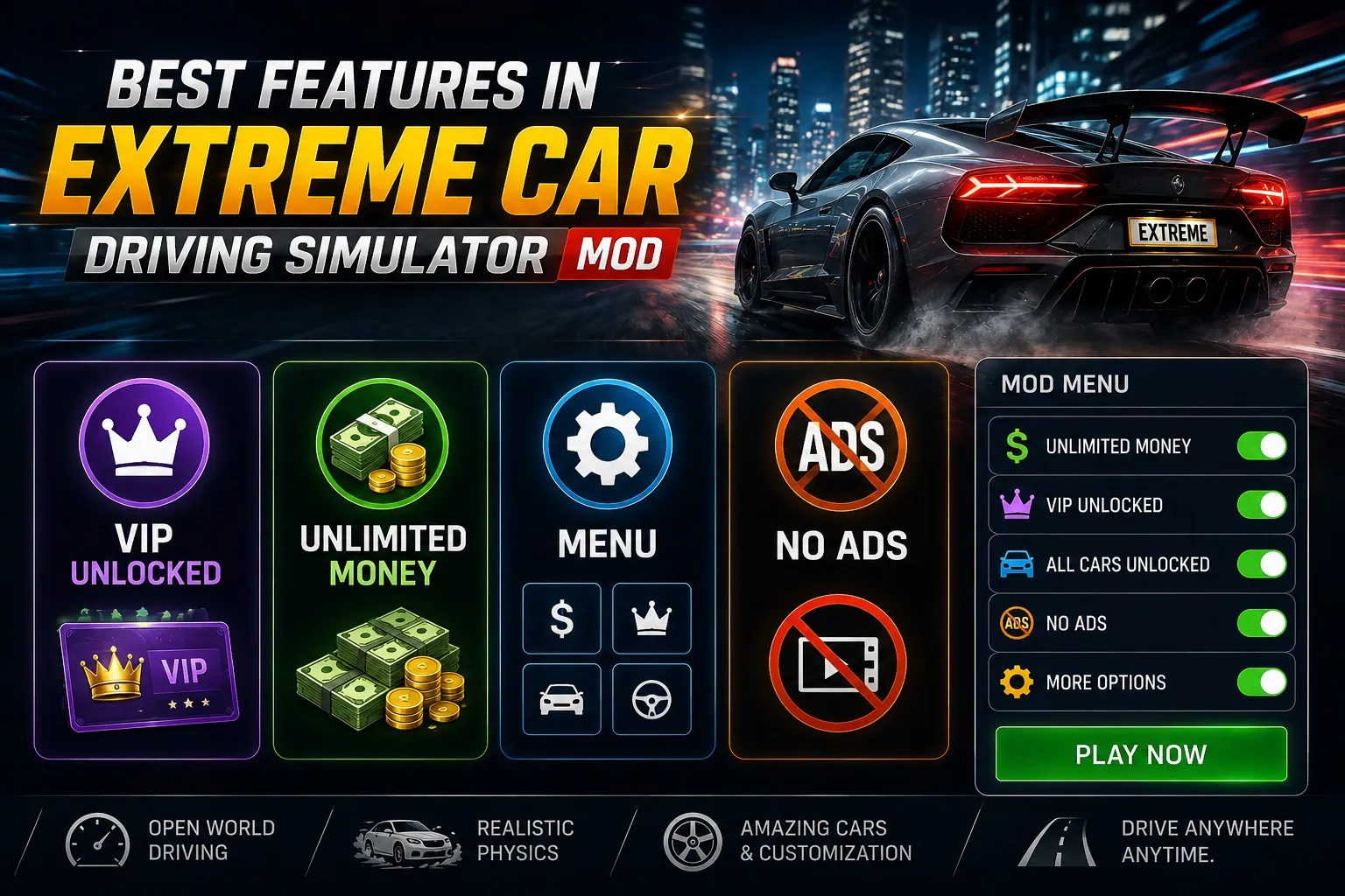 Best Features in Extreme Car Driving Simulator MOD