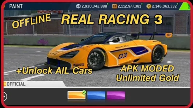 Real Racing 3 mod apk còn hỗ trợ vàng