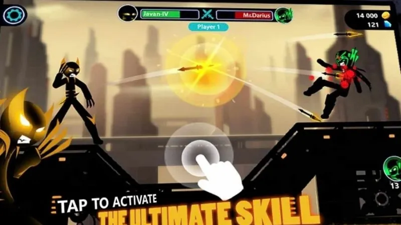 Gameplay Mr Bow khi cung thủ người que kéo dây và ngắm bắn đối thủ