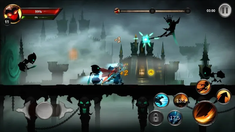 Giao diện nâng cấp vũ khí và trang bị trong Stickman Legends MOD