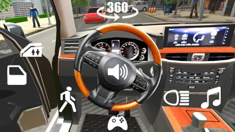 Góc nhìn khoang lái và bảng điều khiển ô tô trong Car Simulator 2