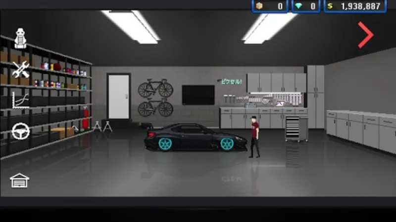 Hack Pixel Car Racer vô hạn tiền trong giao diện mua và độ xe